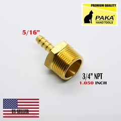 5/16″ Hose Barb x 3/4″ Male NPT Brass Adapter Threaded Fitting, Fuel/Water/Air