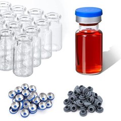 100pcs 10ml Vials Glass Clear Bottom Headspace Vial Flip Off Caps Rubber Stopper