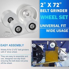 Belt Grinder 2″x72″ Wheel Kit Knife Grinder 4″ Drive 5/8″ Bore 3″ Track 2″ Idler