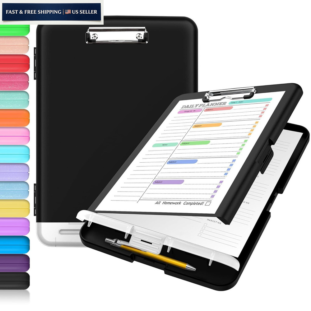 Sooez Clipboard with Storage, Clip Board 8.5 10″W x 1-1/4″D x 14-1/2″H, Black