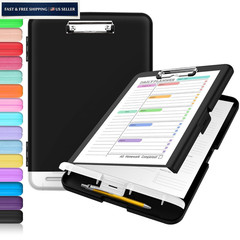 Sooez Clipboard with Storage, Clip Board 8.5 10″W x 1-1/4″D x 14-1/2″H, Black