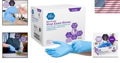 Blue Nitrile/Vinyl Blend Exam Gloves – Powder-Free, Latex-Free, Large (1000 P…