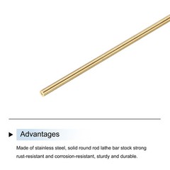 10Pcs 1mm x 300mm Brass Round Rod Metal Solid Shaft Lathe Bar