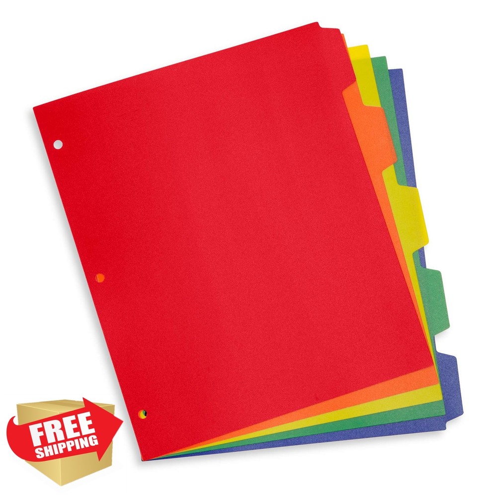Blue Summit Supplies 5 Tab Plastic Binder Dividers 15 Pack