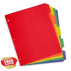 Blue Summit Supplies 5 Tab Plastic Binder Dividers 15 Pack