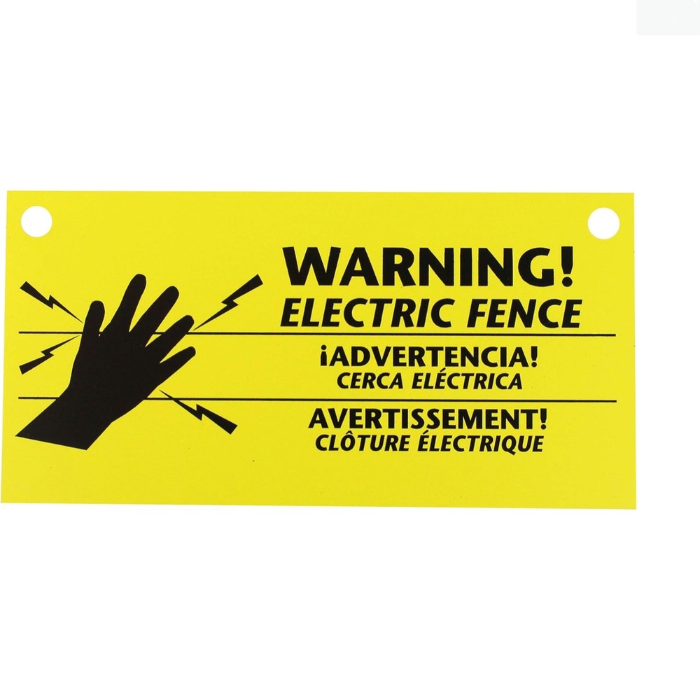 3-Pack Electric Fence Warning Signs – English, Spanish, French – High Visibility