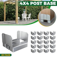 20Pcs 4×4 Post Base for Deck/Concrete, Heavy Duty, with 1″ Standoff & Anti-Rust