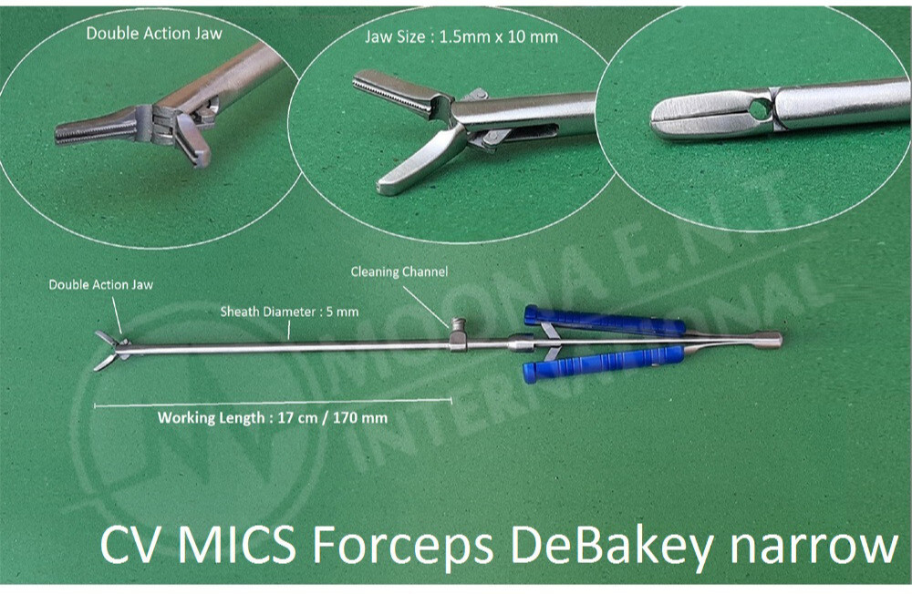 MIS DeBakey Forceps Straight | 1.5mm Tip, 5mm Shaft, 17cm Working Length