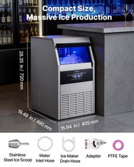 VEVOR Commercial Ice Maker 160 lbs/24h Ice Machine 30 lbs Storage Bar Restaurant