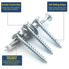 5/60PCS #8 Self-Drilling Drywall Anchors and Screws Kit Heavy Duty Wall Hanging