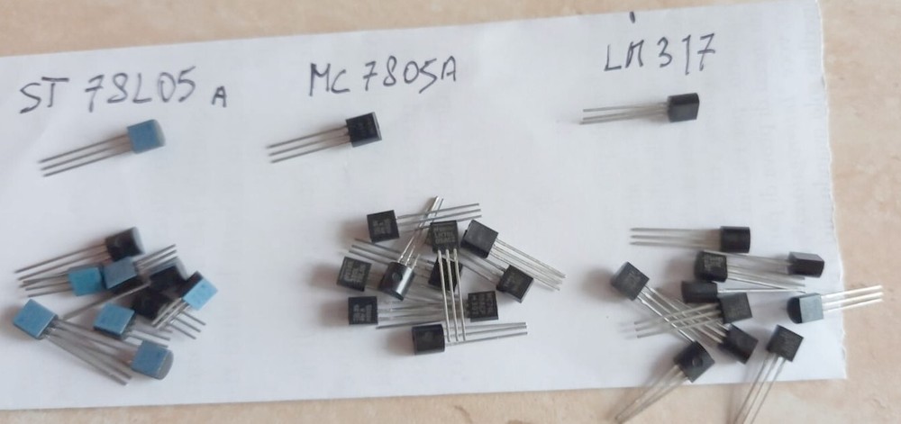 Kit ST 78L05A TO92 (10pz), MC7005A To92 (10pcs) . LM317 to92 (10pcs)