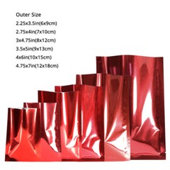 Many Sizes for Glossy Red Flat Foil Mylar Heat-Sealable Open Top Pouch Bag R05