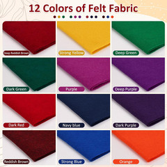 12 Rolls 8″X35″ 1.4Mm Thick Soft Felt Fabric Sheet 12 Assorted Dark Series Color