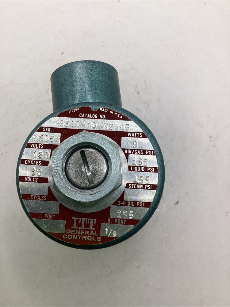 ITT General Controls S311AM02N2AD5 Series 7605A Solenoid Valve Used