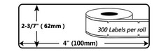 4 Roll Die-Cut Address Labels 2.4” x 3.9” (62 mm x 100 mm) for Brother QL-1050