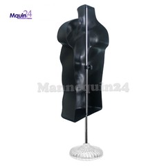 BLACK & FLESH MALE MANNEQUIN TORSOS SET +2 STANDS + 2 HANGERS MEN’s DRESS FORMS