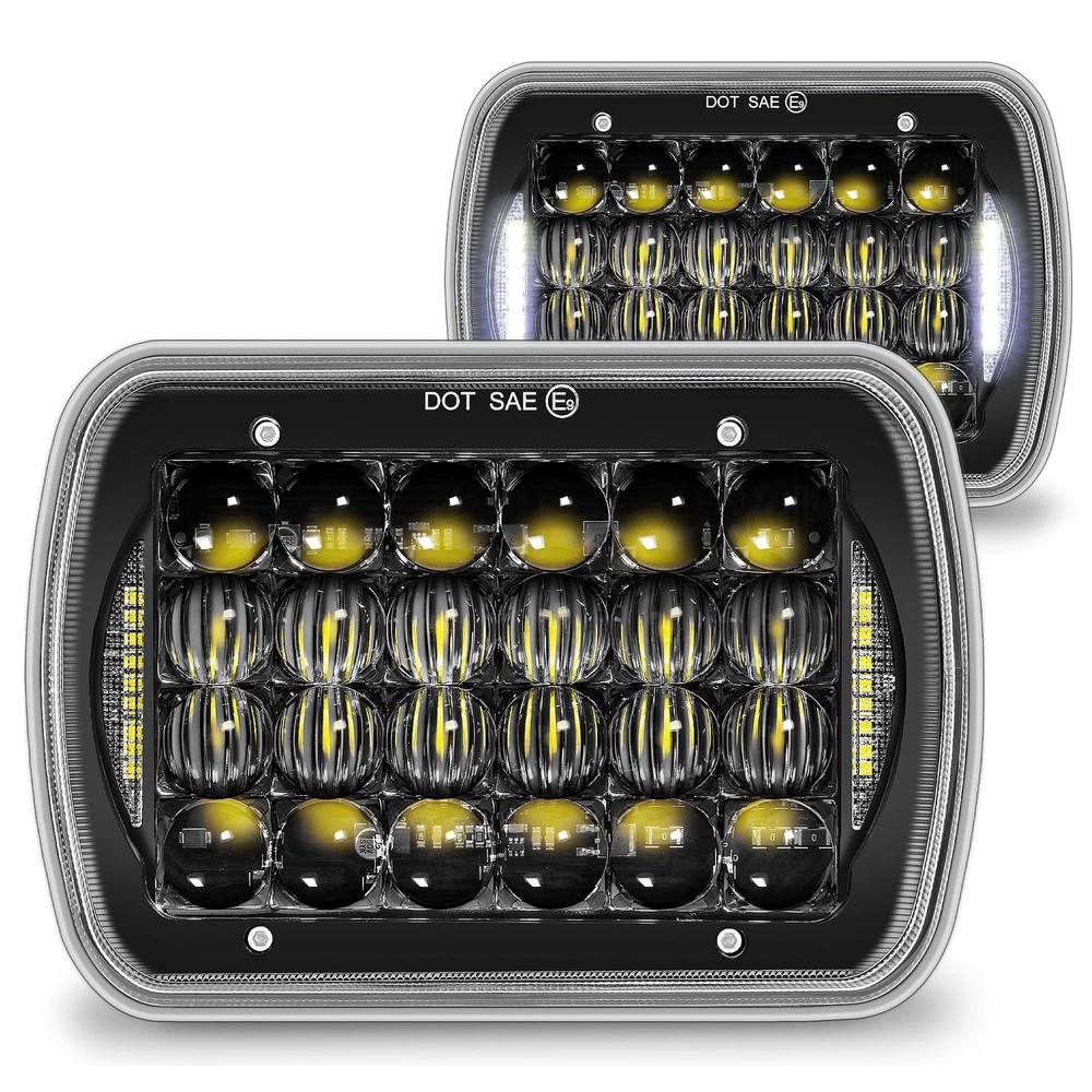 TRUE MODS 7×6 5×7 H6054 Black LED Headlights H4 2B1 Sealed Beam Replacement H…