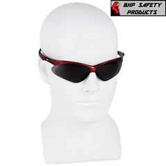 (12 PAIR) KLEENGUARD NEMESIS SAFETY GLASSES SMOKE LENS INFERNO/RED FRAME 22611