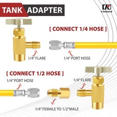 Self-Sealing Can Tap with Tank Adapter, 1/2″ to 1/4″ SAE Refrigerant Dispenser T