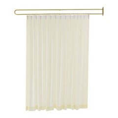 Gold U Shaped Room Divider Curtain Wall Mounted Privacy Partition Beige Sheer