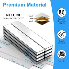 Strong Neodymium Bar Magnets 8 Pack 60x10x3mm Heavy Duty Adhesive Craft