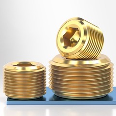 Brass Pipe Plug Male Thread Hexagon Internal Head Socket Fitting Brass Cap Bung