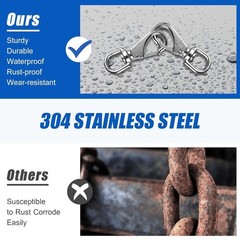 Heavy Duty 304 Stainless Steel 360° Swivel Snap Hooks 2pcs Outdoor Indoor Use