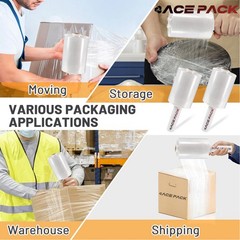 Shrink wrap Stretch Film Clear 2 Rolls 5″x1000 80 Gauge with Handle Heavy Duty