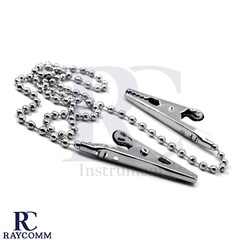 Dental Bib Clips Metal Ball Chain Napkin Holder Flexible Chain Crocodile Clip CE