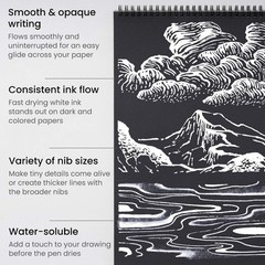 Artist-Approved 3-Pack White Gel Pens with Ergonomic Grip and Multiple Nib Sizes