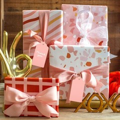 jijAcraft 100pcs Blank Paper Gift Tags with String, 4’x 2′ Pink Rectangle Craft