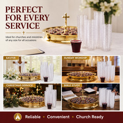 0.5 oz Disposable Clear Plastic Communion Cups Fit Holy Communion Tray