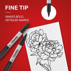 Sharpie Permanent Marker, Fine Point, Black, Pack of 5