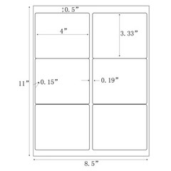 3-1/3″ x 4″ Mailing Shipping Labels 6 Per Sheet For InkJet & Laser Printer 6 UP