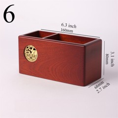 1pcs Wood Pen Holder Box Chinese Style Office Wooden Desktop Organizer Box