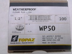 100 Pack Topaz Weatherproof Gray Closure Plug 1/2″ WP50