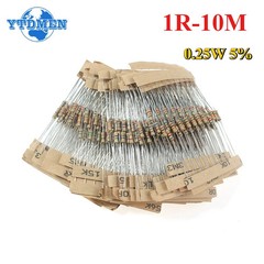 560PCS 1/4W 0.25W Resistor Kit 56 Values 1Ω-10MΩ Ohm 5% Tolerance Carbon Film