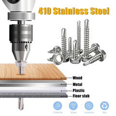 210Pcs ＃8×1″ Self Tapping Screws for Metal,410 Stainless Steel,Metal Screws Self