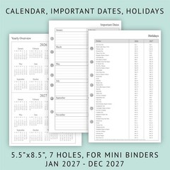 2027 Weekly & Monthly Planner Refill, 5-1/2″ x 8-1/2″, Jan 2027 to Dec 2027, …
