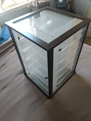 Vintage Clear Acrylic/Wood 4 Sided Counter Swivel Showcase Display Case w/Keys