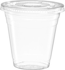 Clear Plastic Cups with Flat Lids [12 oz – 50 Count] – Disposable Iced Coffee