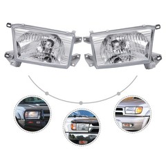 Pair Glass Headlights 4Runner 1996-2002 Clear Lens White Housing 81110-35320
