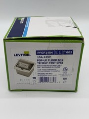 Leviton PFGF1-BN Pop-Up Floor Box TR GFCI 15A 125V Brushed Nickel Self-Test