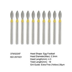 Multi-Use Football Diamonds Burs FG 379/023XF Egg Extra Fine Grit Friction Grip