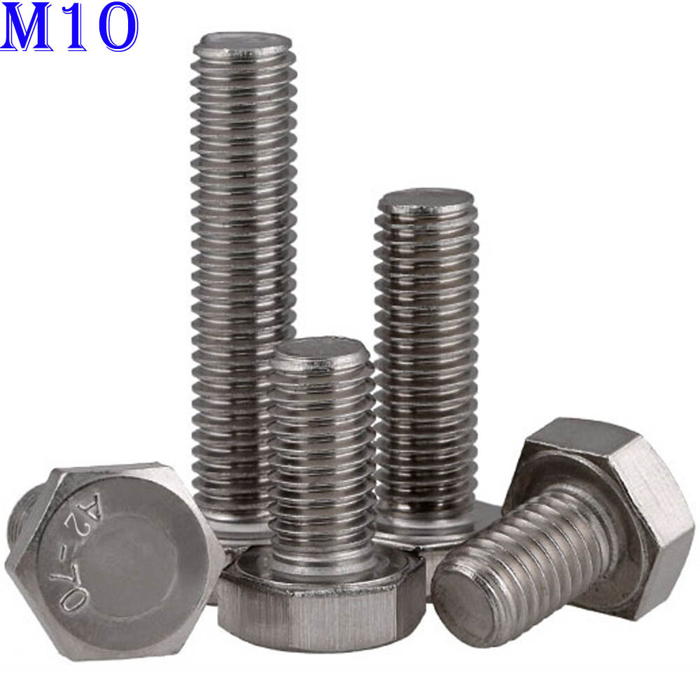 M10 x 1.5 Stainless Steel Hex Head Bolts Full Thread Hex Cap Screws A2-70 DIN933