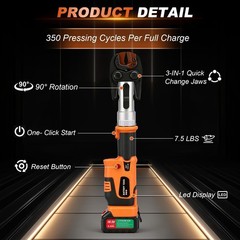 Compact Propress Tool Universal Jaws with 2 18V 5.0AH Batteries for Copper Pipe