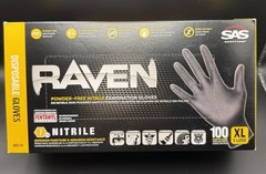 SAS Safety RAVEN Black Powder-Free Nitrile Exam Gloves XL 100ct 66519