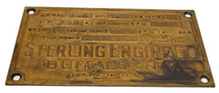 VTG Sterling Engine Co Buffalo New York Brass Tag Engine ID Name Plate Plaque