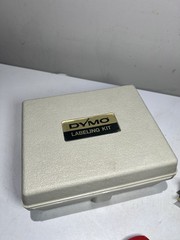 DYMO Mark VI M-6 Tape Writer Label Maker w/Storage Case 2 Wheels + 4 Tapes Vtg