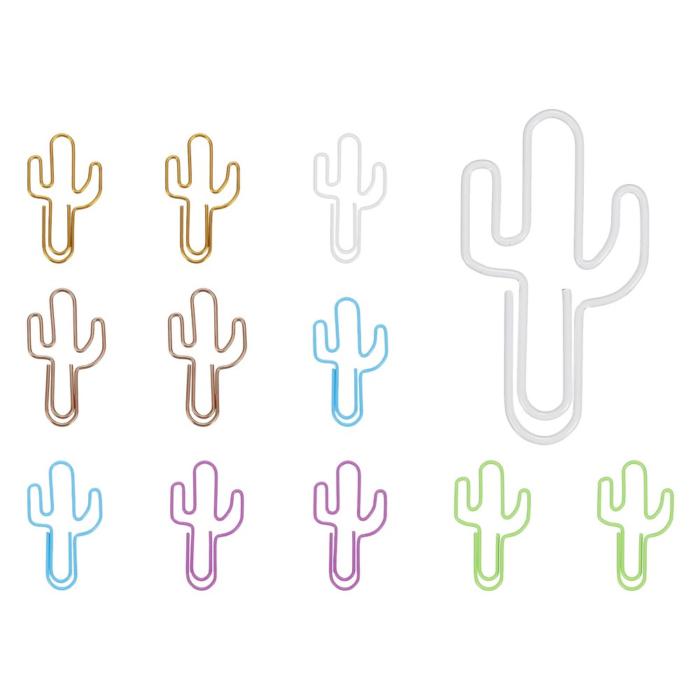12Pcs Paper Clip, Cactus Shape Paper Clip Small Cute Bookmarks, Multicolor
